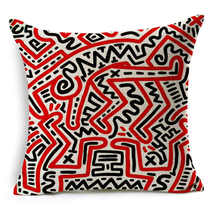 Keith Haring Modern Creative Nordic Cotton Pillow Cover