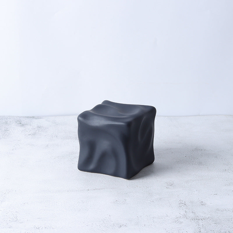Modern French Luxury Square Pleated Ceramic Decor