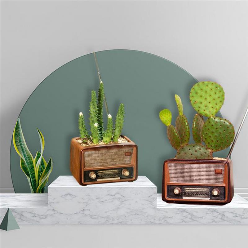 Creative Retro Radio Flower Pot Resin Craft Decor