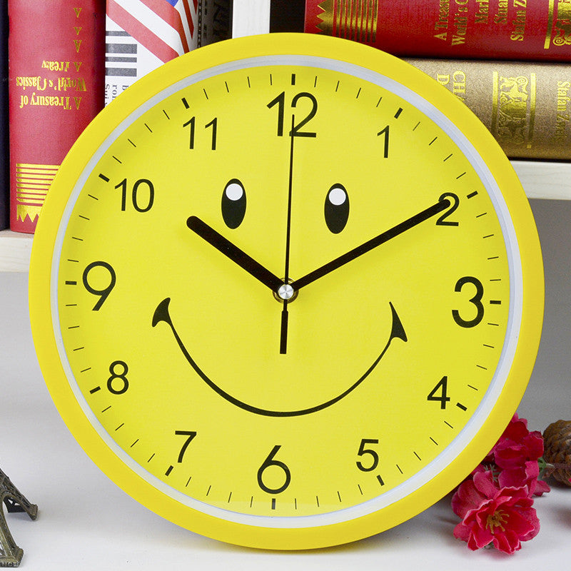 Modern Yellow Cartoon Wall Clock for Kids' Room