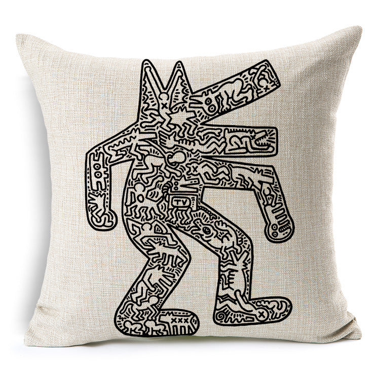 Keith Haring Modern Creative Nordic Cotton Pillow Cover