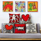 Keith Haring Modern Creative Nordic Cotton Pillow Cover