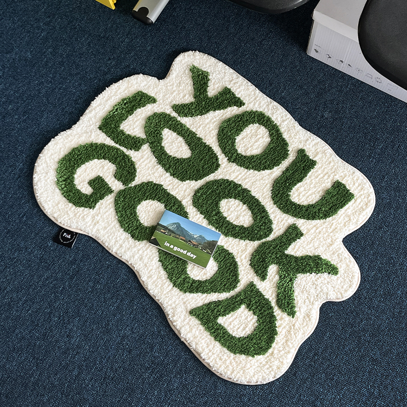 Modern Letter Flocking Polyester Home Carpet, 620x800mm