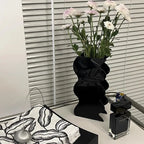 Modern Black Wave Acrylic Flower Vase for Home Decor