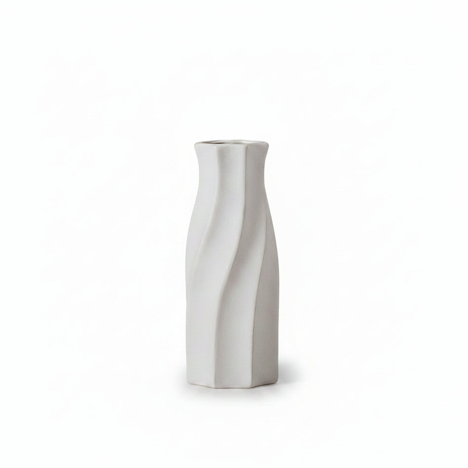 Modern Minimalist White Ceramic Flower Vase for Decor