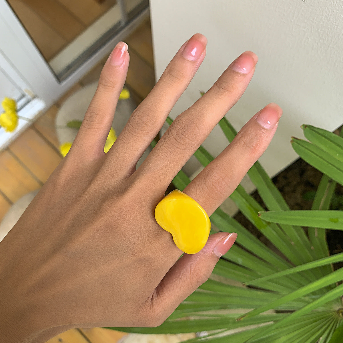 Minimalist Candy Color Heart Shaped Ring