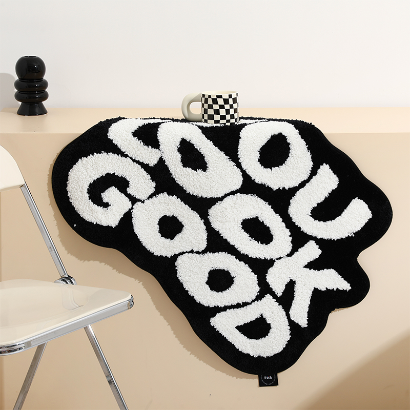 Modern Letter Flocking Polyester Home Carpet, 620x800mm