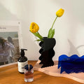 Modern Black Wave Acrylic Flower Vase for Home Decor