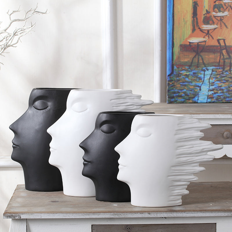 Nordic Abstract Face Vase