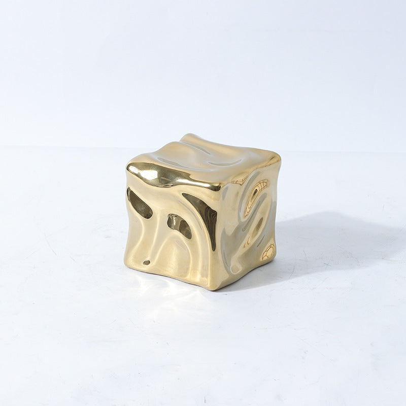 Modern French Luxury Square Pleated Ceramic Decor