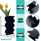 Modern Black Wave Acrylic Flower Vase for Home Decor