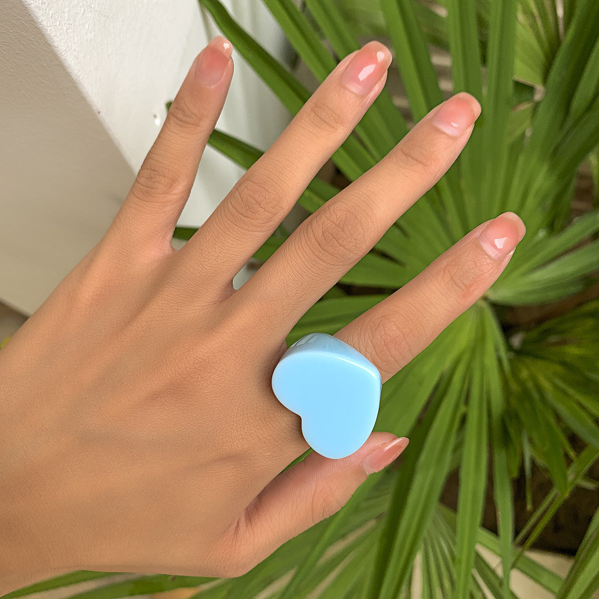 Minimalist Candy Color Heart Shaped Ring