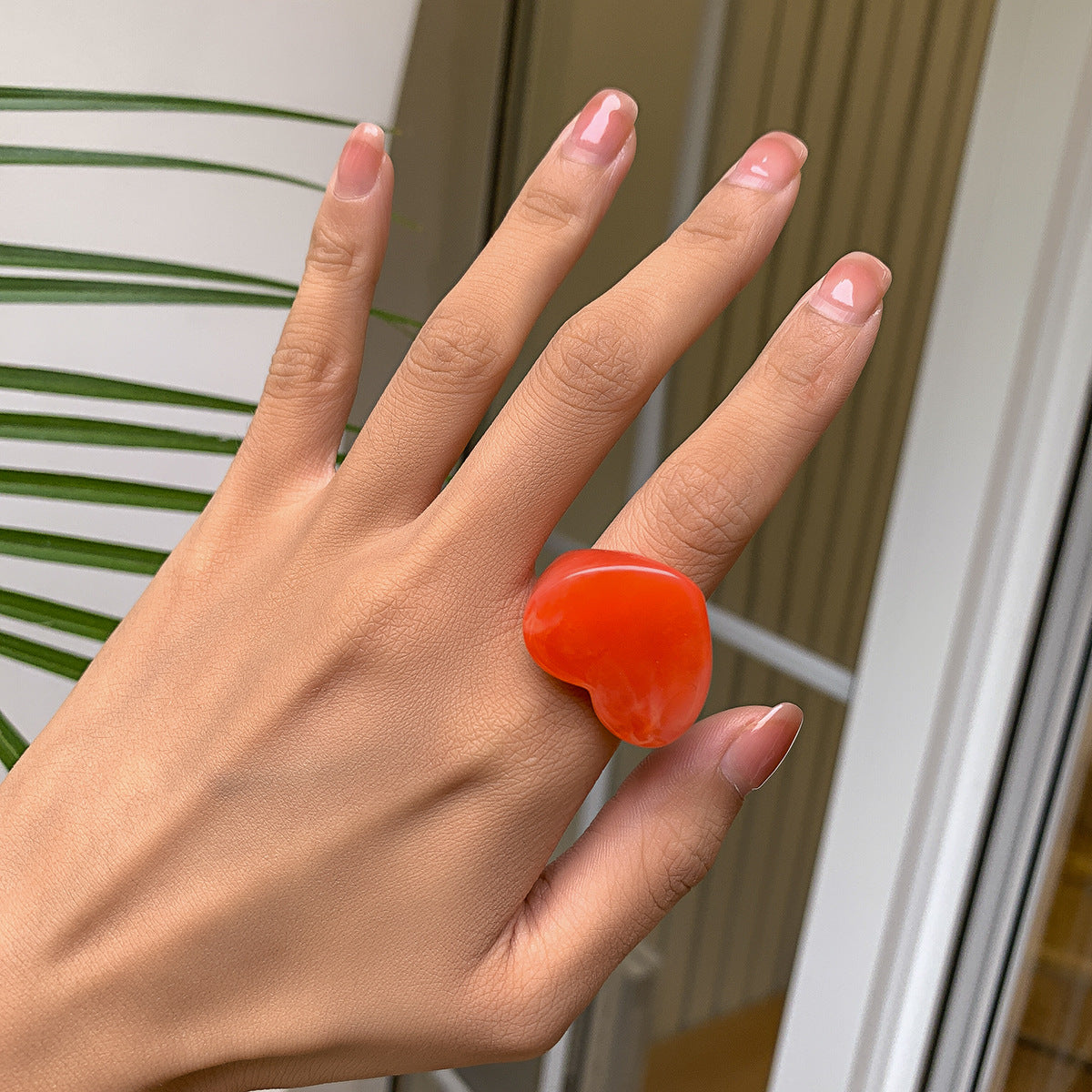 Minimalist Candy Color Heart Shaped Ring