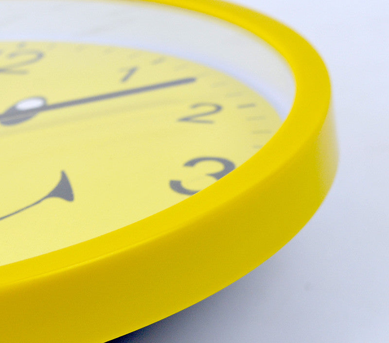 Modern Yellow Cartoon Wall Clock for Kids' Room