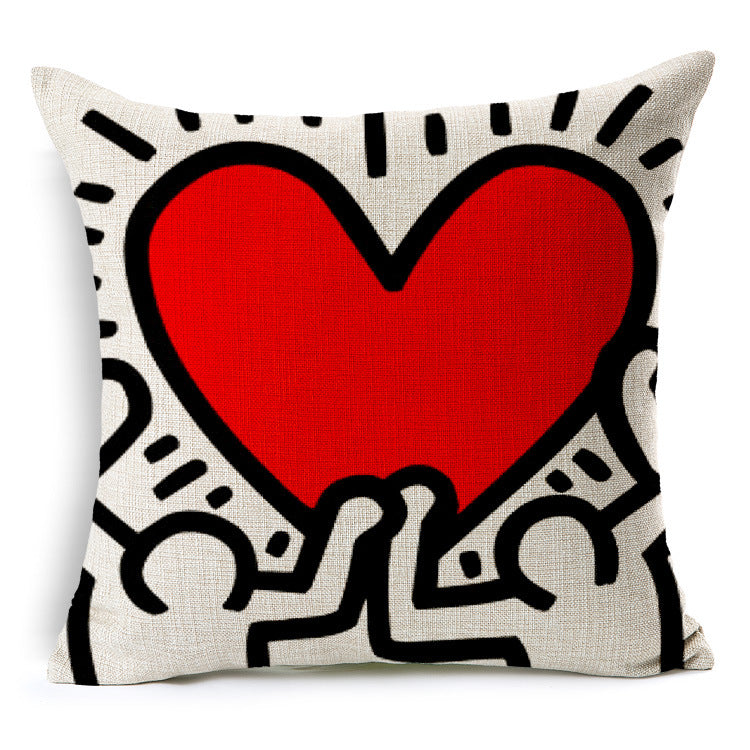Keith Haring Modern Creative Nordic Cotton Pillow Cover