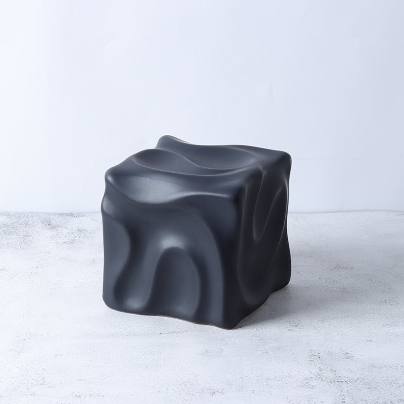 Modern French Luxury Square Pleated Ceramic Decor