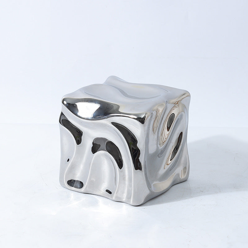 Modern French Luxury Square Pleated Ceramic Decor