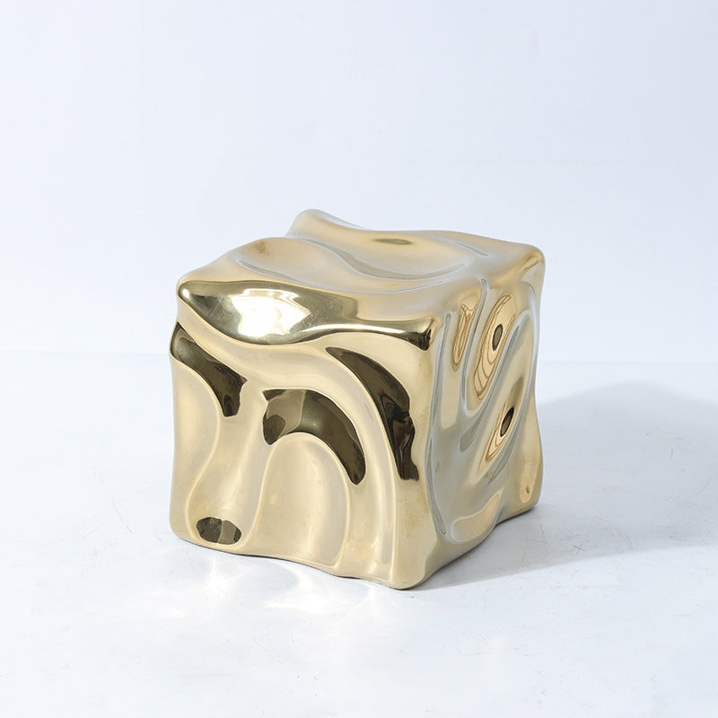 Modern French Luxury Square Pleated Ceramic Decor