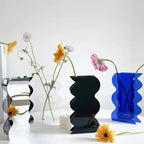Modern Black Wave Acrylic Flower Vase for Home Decor