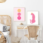 4pcs Aesthetic Hot Pink Wall Art for Teen Girls Room