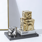 Modern French Luxury Square Pleated Ceramic Decor