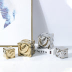 Modern French Luxury Square Pleated Ceramic Decor