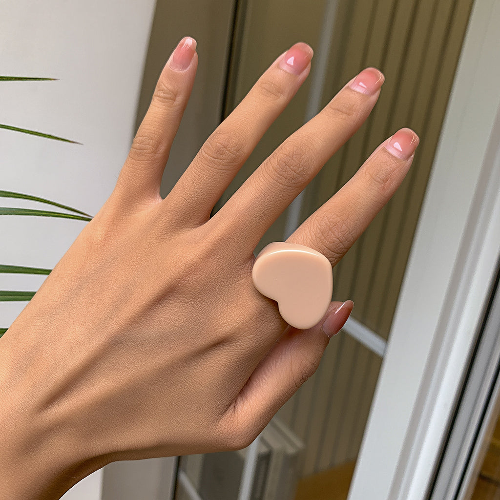 Minimalist Candy Color Heart Shaped Ring