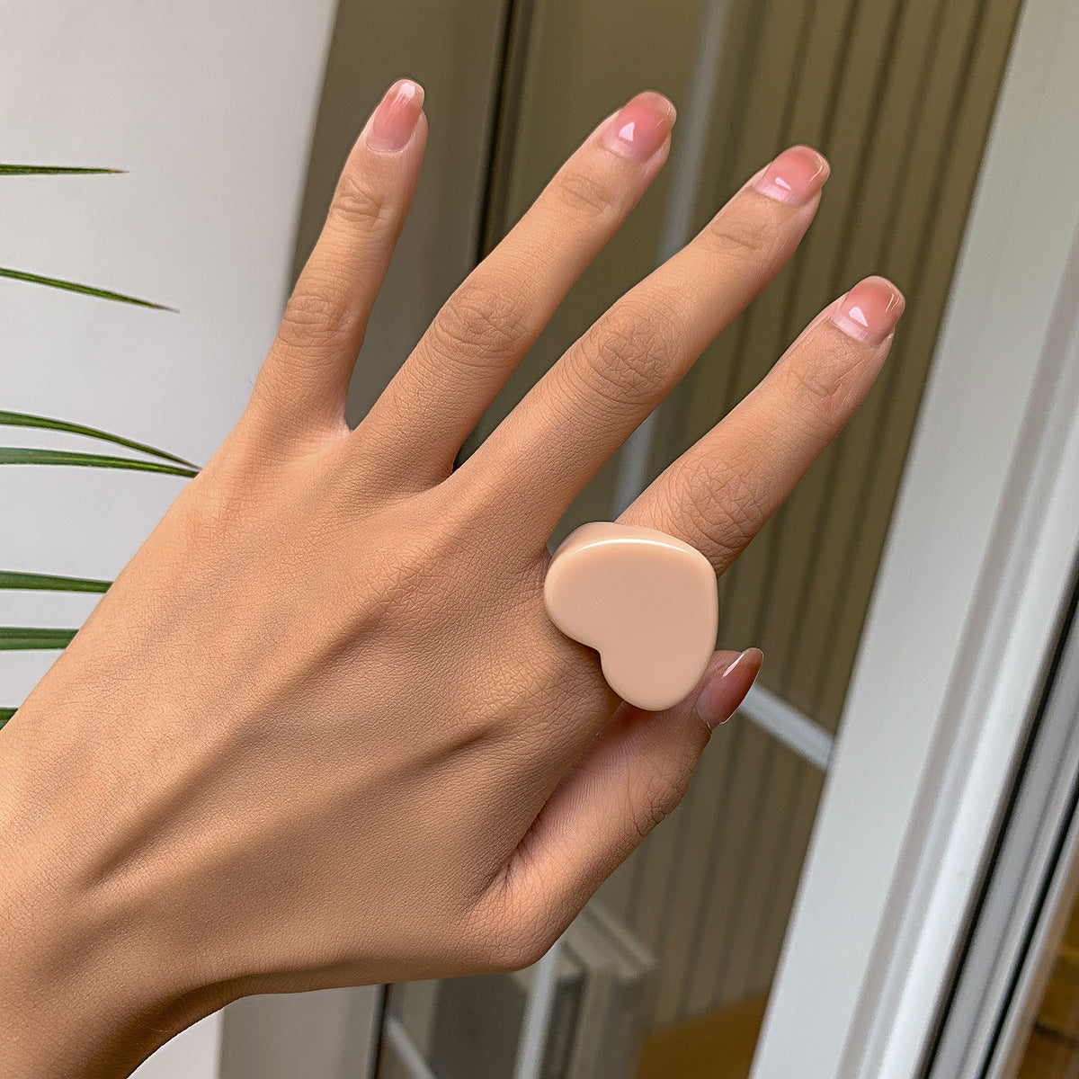 Minimalist Candy Color Heart Shaped Ring