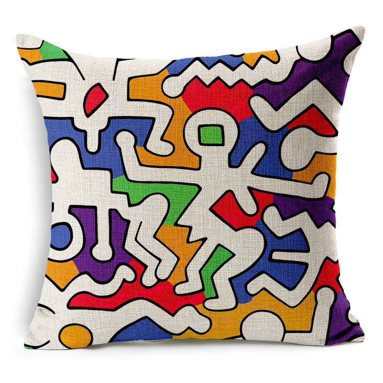 Keith Haring Modern Creative Nordic Cotton Pillow Cover