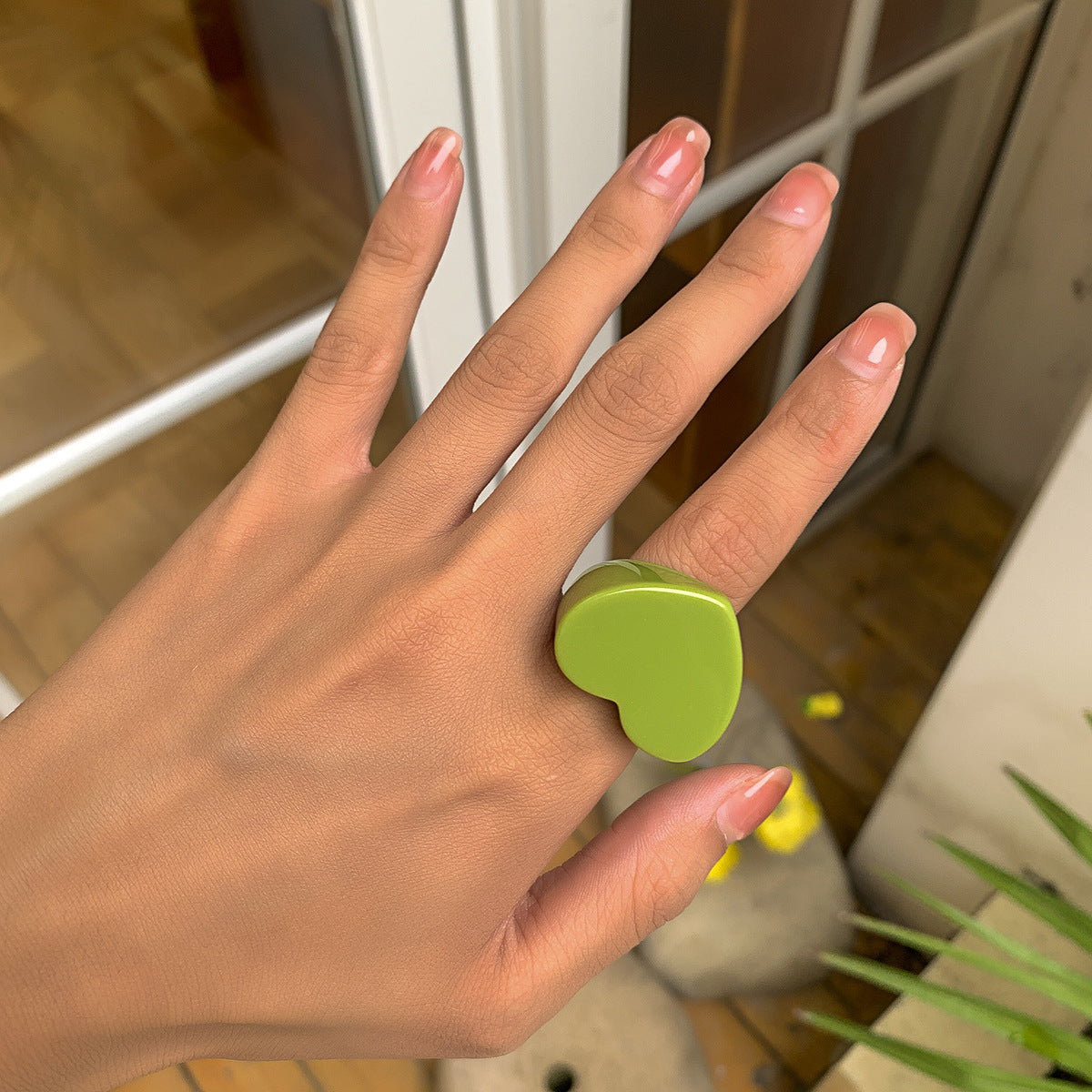 Minimalist Candy Color Heart Shaped Ring