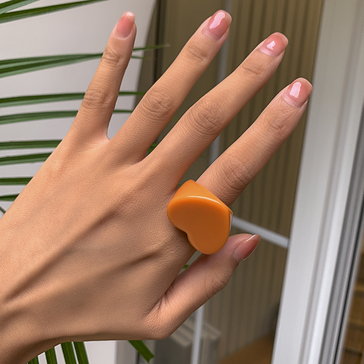 Minimalist Candy Color Heart Shaped Ring