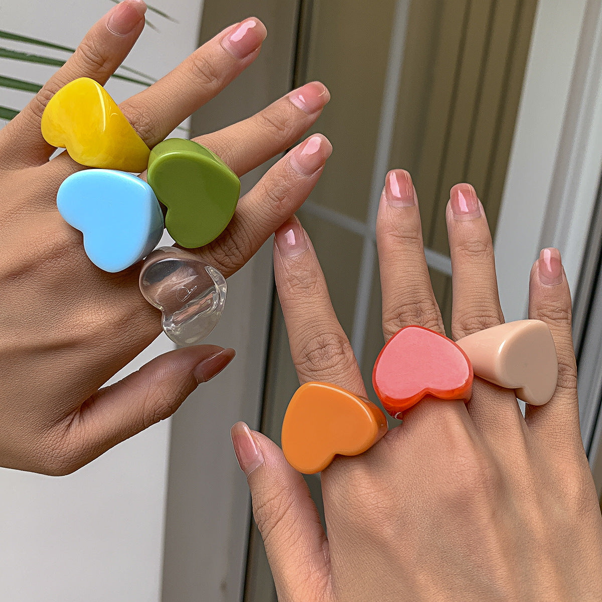 Minimalist Candy Color Heart Shaped Ring