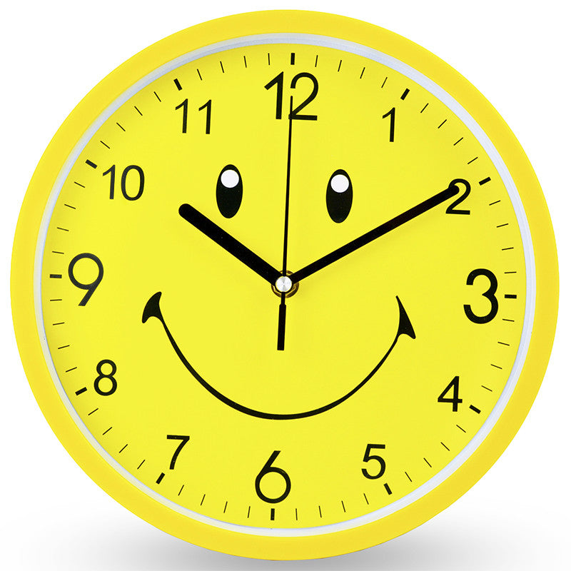 Modern Yellow Cartoon Wall Clock for Kids' Room