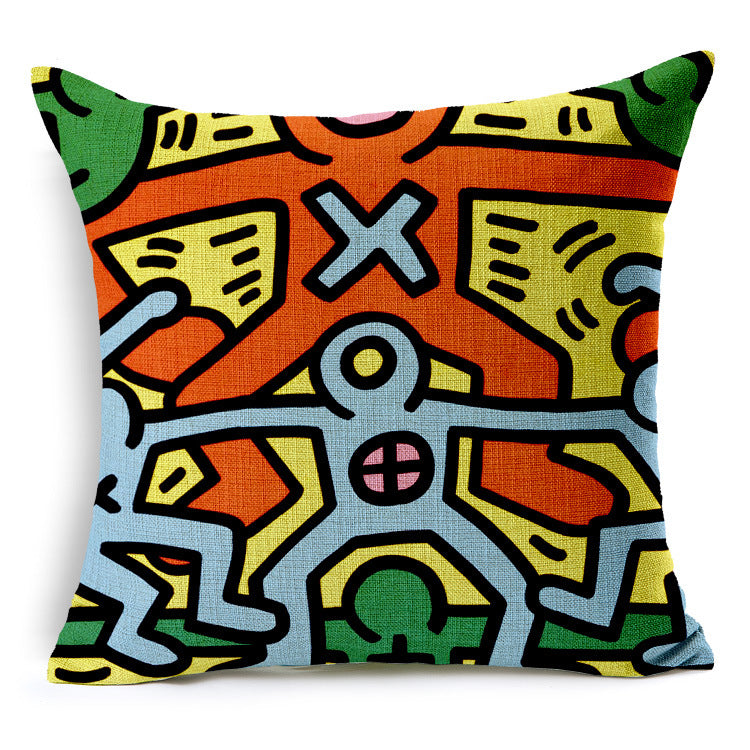 Keith Haring Modern Creative Nordic Cotton Pillow Cover