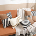 Modern Retro Striped PU Cushion Cover for Sofa/Bedroom