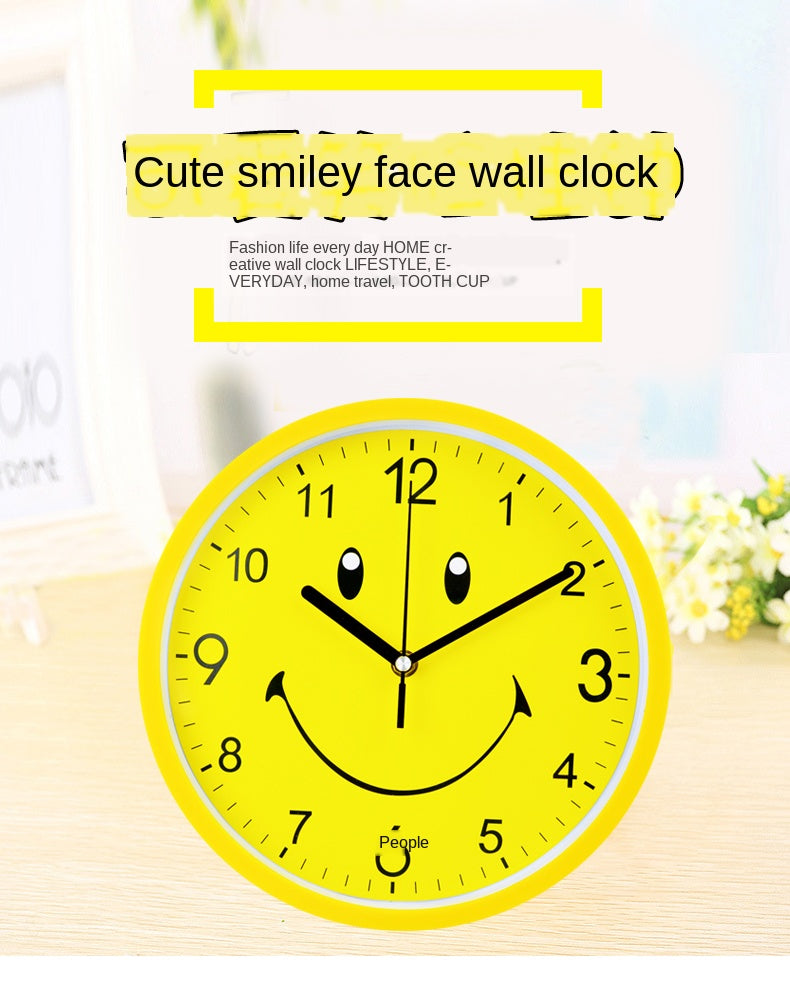 Modern Yellow Cartoon Wall Clock for Kids' Room