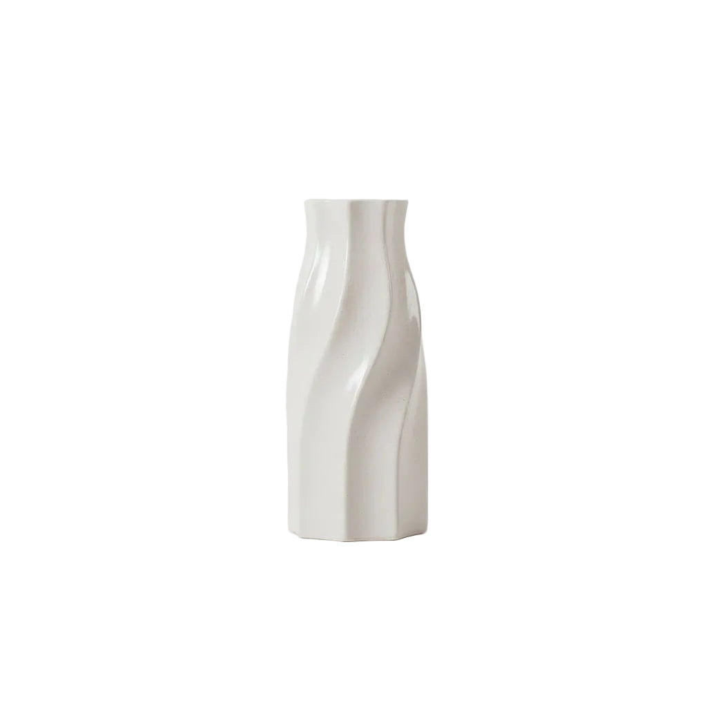 Modern Minimalist White Ceramic Flower Vase for Decor