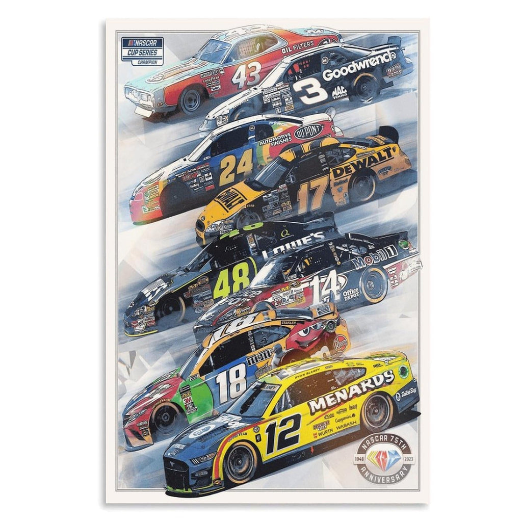 DEMLIN Nascar Poster Retro Car Posters Man Cave Canvas Wall Art for Modern Office Bedroom Dorm Living Room Classroom Decor Unframe-style 12x18inch(30x45cm)