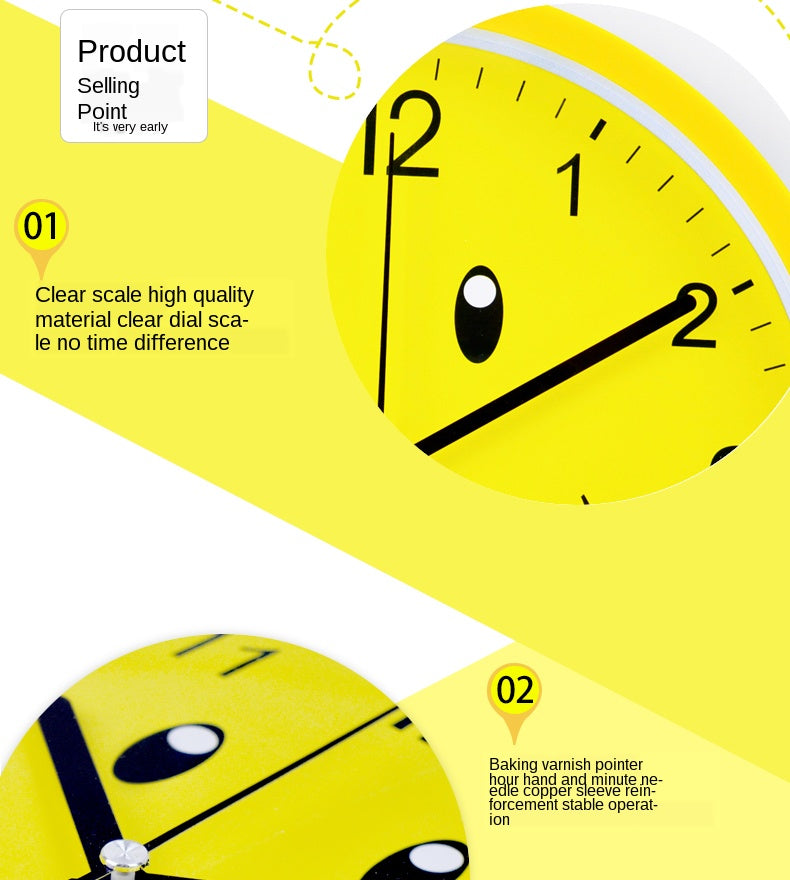 Modern Yellow Cartoon Wall Clock for Kids' Room