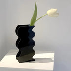 Modern Black Wave Acrylic Flower Vase for Home Decor