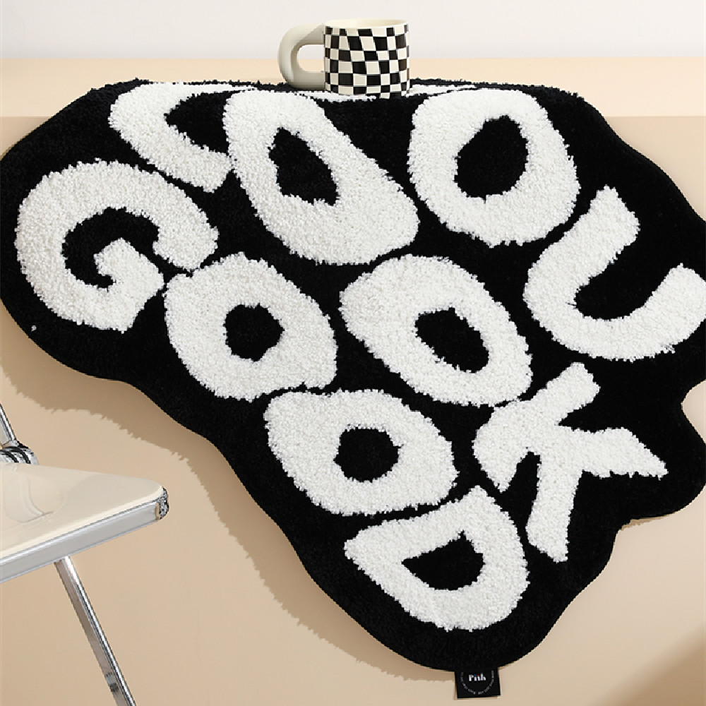 Modern Letter Flocking Polyester Home Carpet, 620x800mm