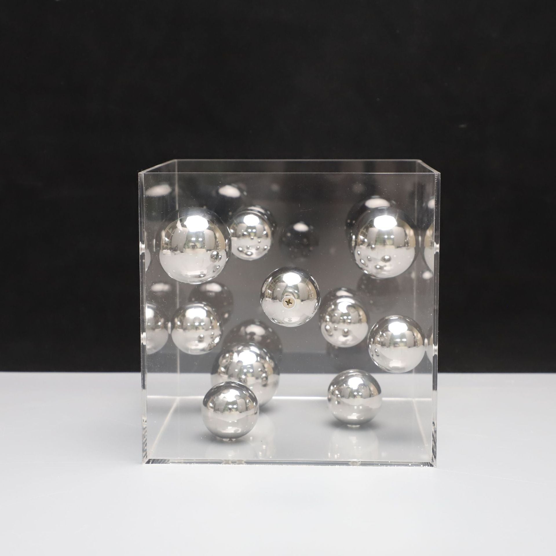 Modern Minimalist Square Acrylic Ball Decor Piece