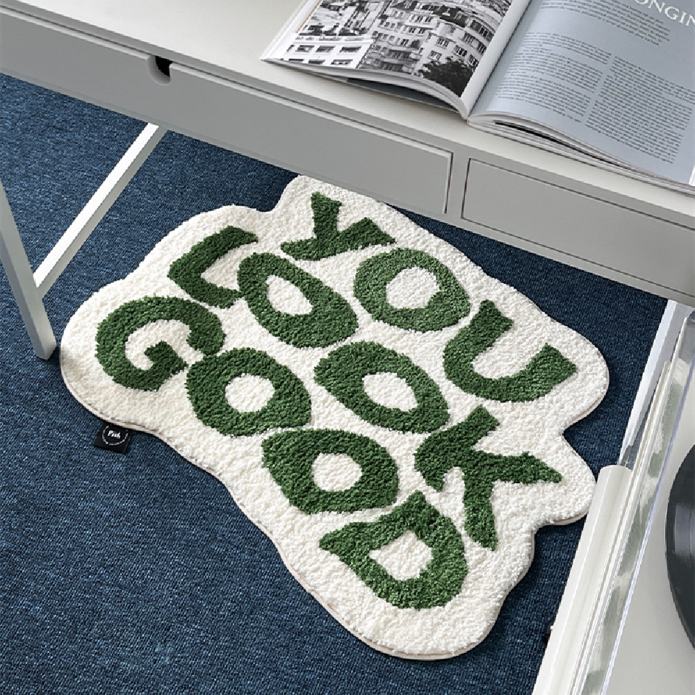 Modern Letter Flocking Polyester Home Carpet, 620x800mm
