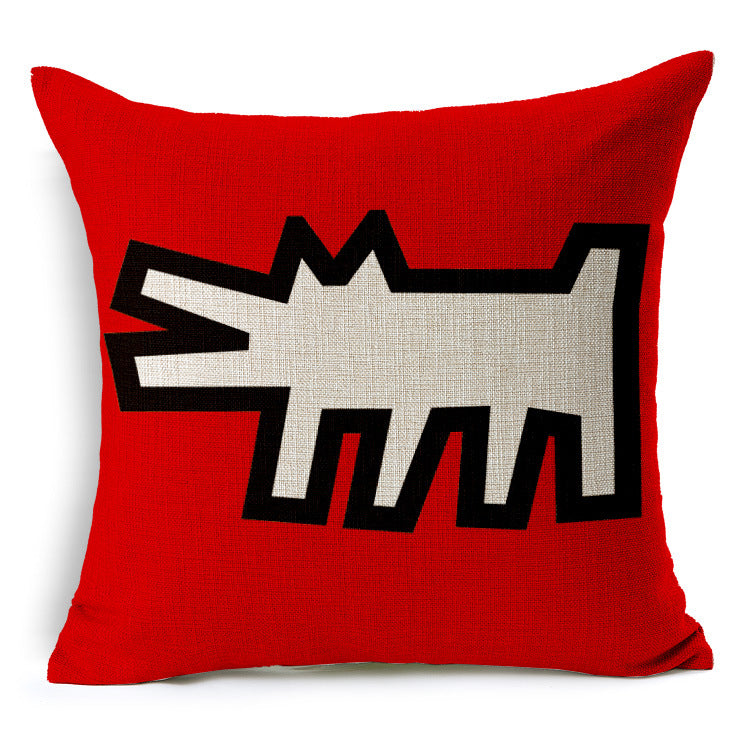 Keith Haring Modern Creative Nordic Cotton Pillow Cover