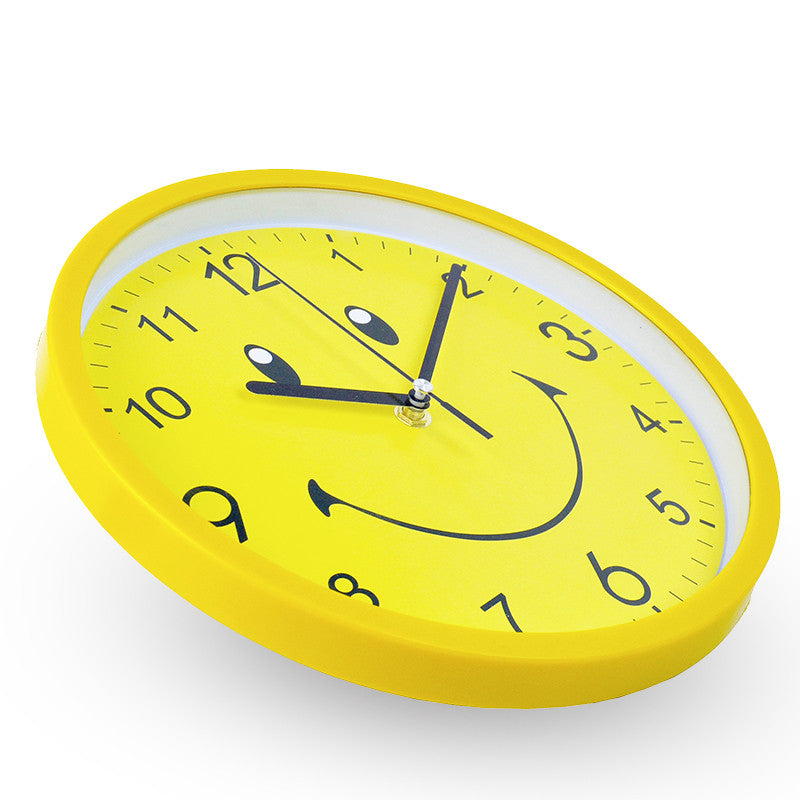 Modern Yellow Cartoon Wall Clock for Kids' Room