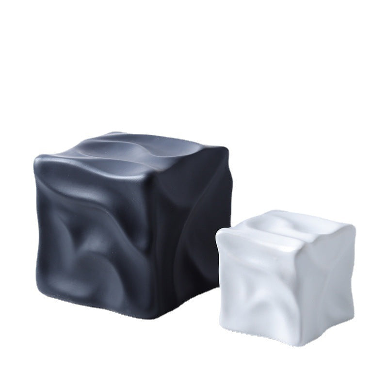 Modern French Luxury Square Pleated Ceramic Decor