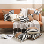 Modern Retro Striped PU Cushion Cover for Sofa/Bedroom