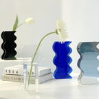 Modern Black Wave Acrylic Flower Vase for Home Decor